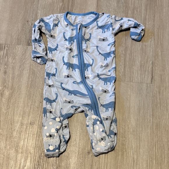 Kickee Pants Blue Dinosaur Footie - Picture 1 of 2